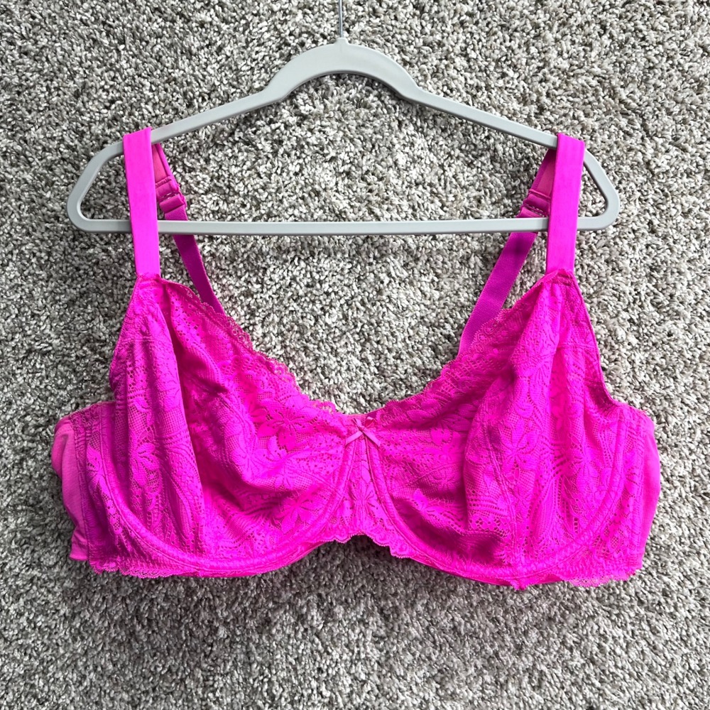 Cacique Bra Women's 50D Pink Unlined Full Coverage Lace Underwire 1133755